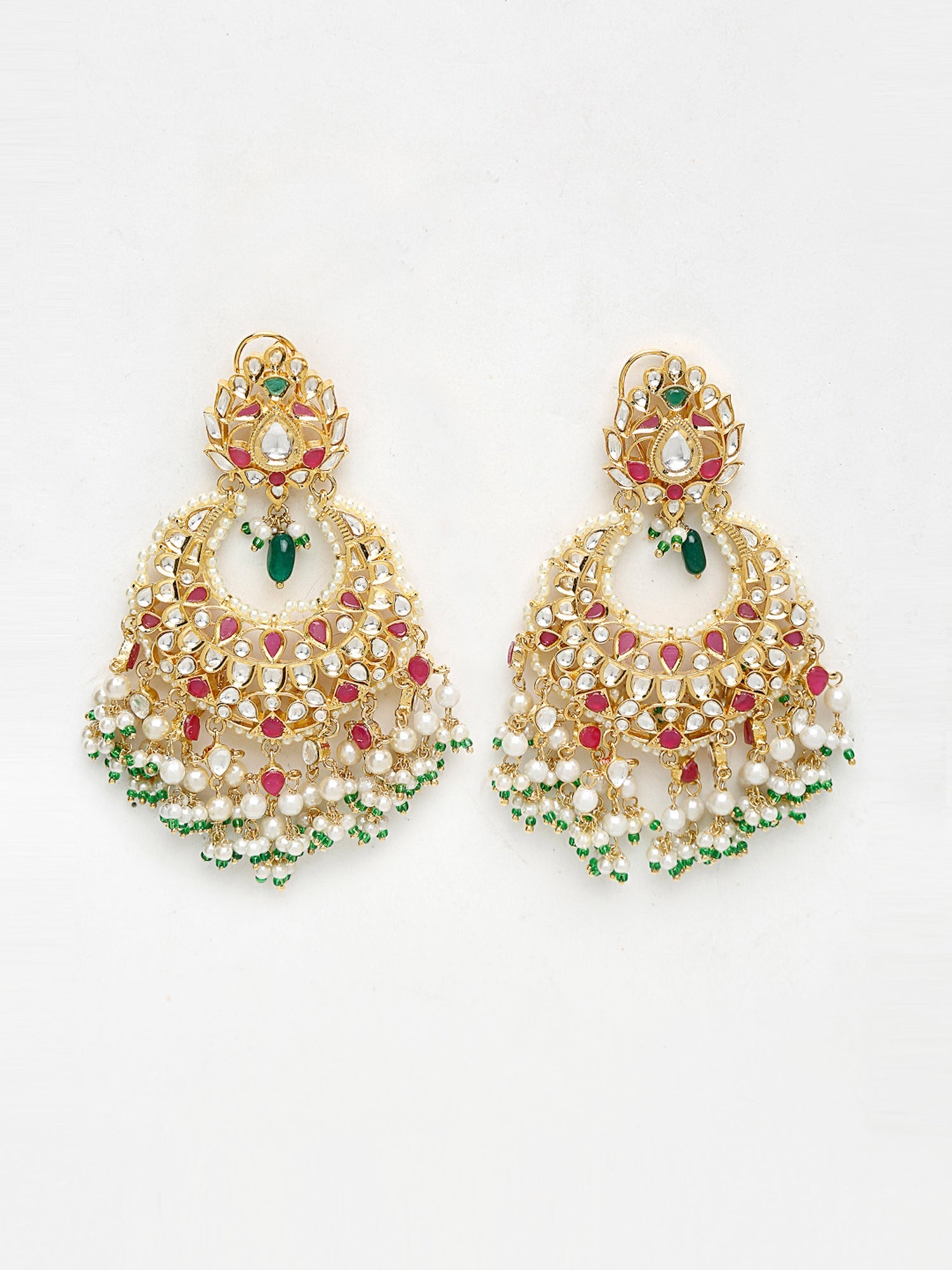 Kundan Multi Stone Earrings - Ruby Raang