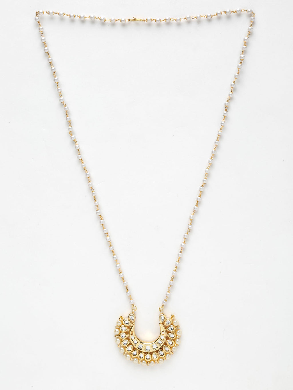 Long Kundan Pearl Neckpiece - Ruby Raang