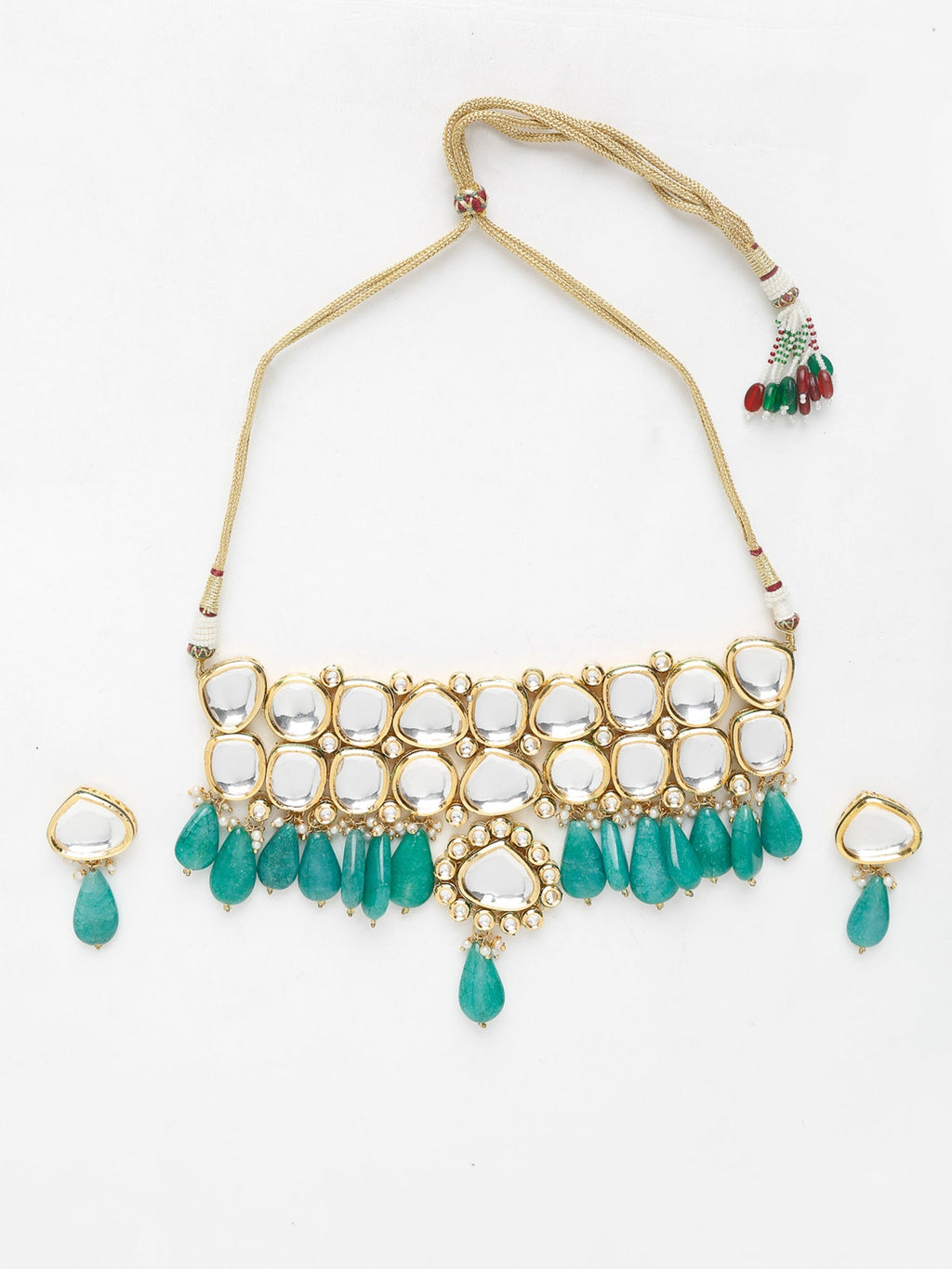 Kundan Choker With Studs - Ruby Raang
