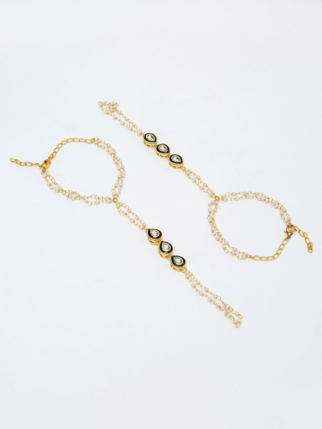 Kundan Hand Harness Set Of 2 - Ruby Raang