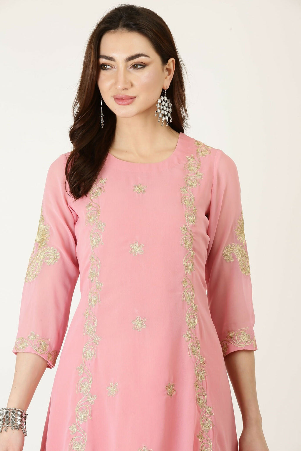 Joban Fashion Pink Georgette Kurta Set