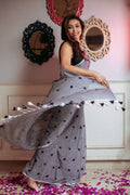 Very Much Indian Mastaani - Pure Mul Jamdhani Cotton Handloom Saree with Beautiful Heart Weaves - Grey
