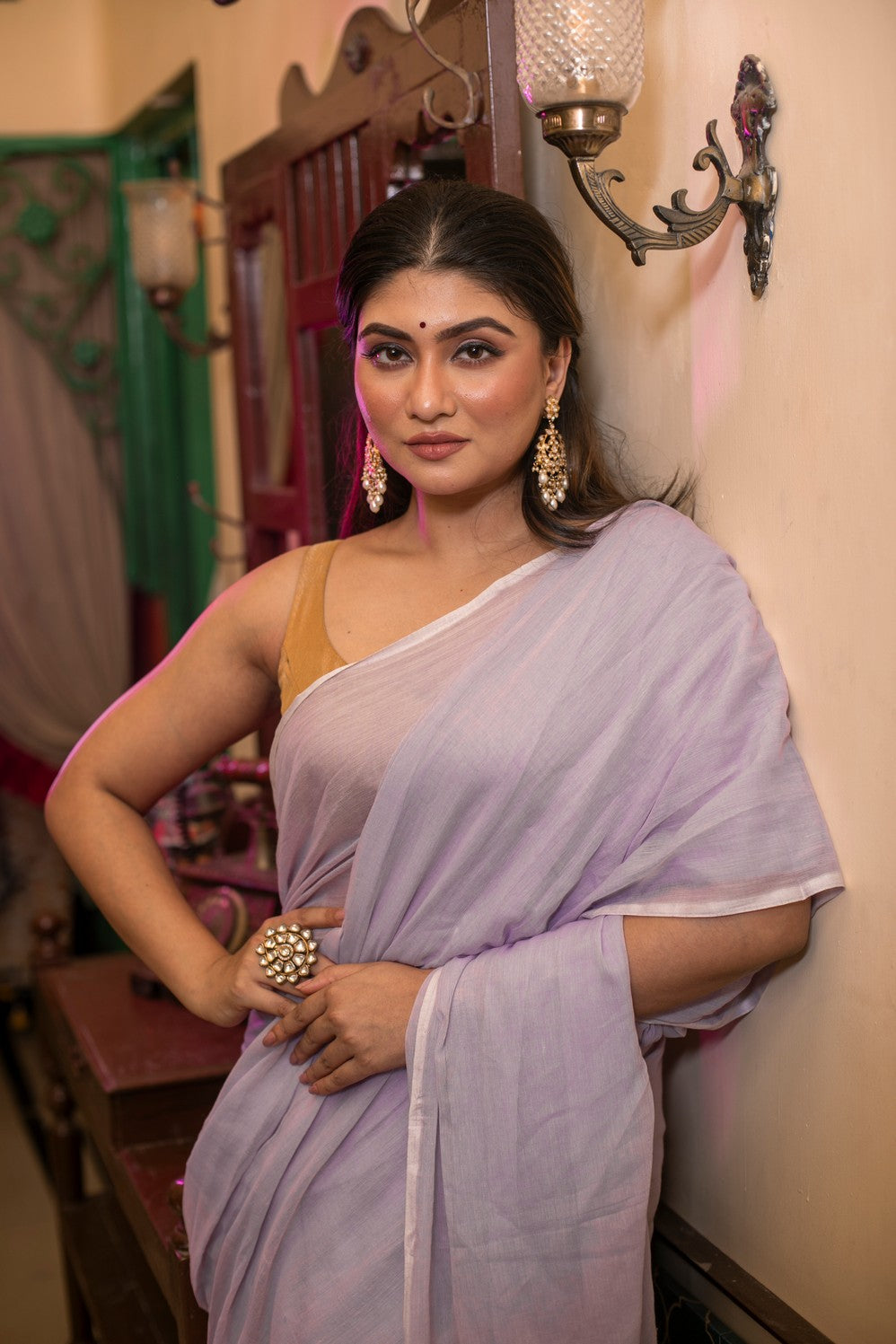 Very Much Indian Mastaani - Pure Mul Cotton Handloom Saree - Lilac