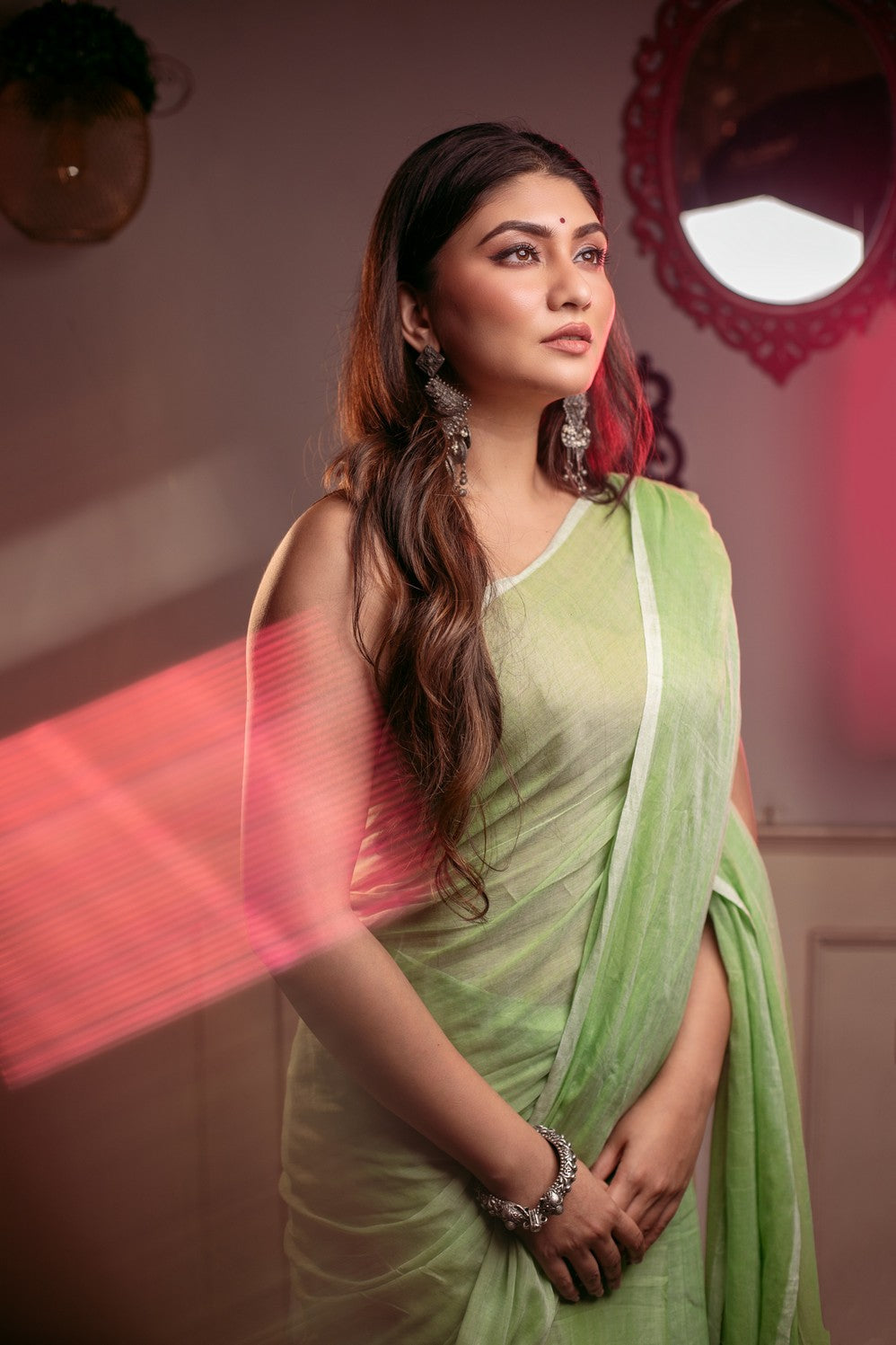 Very Much Indian Mastaani - Pure Mul Cotton Handloom Saree - Sage Green