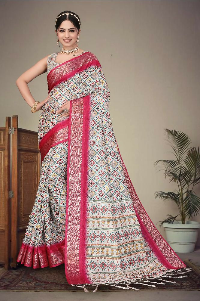 PR Fashion Multi Heavy Rich Cotton Silk Digital Print & Jacquard Saree