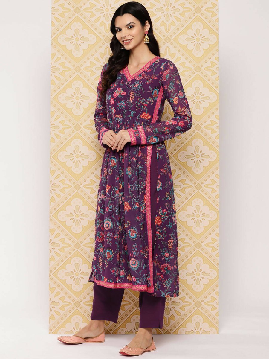 Ahalyaa Women's Traditional wear Kurta Set - Purple