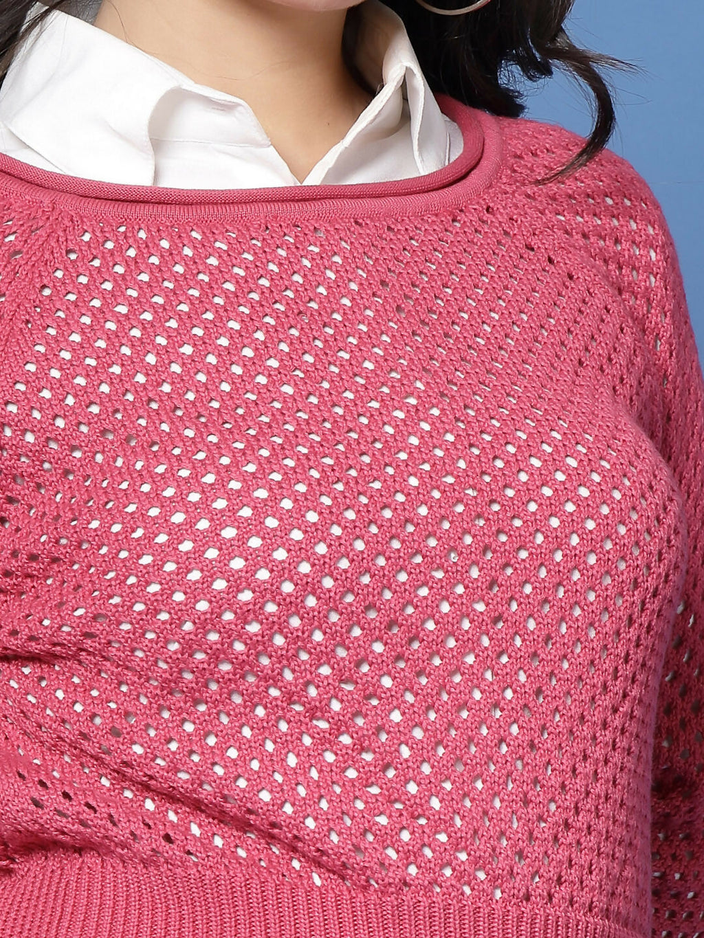 Women Winter Pink Cotton Pullover - Wool Trees