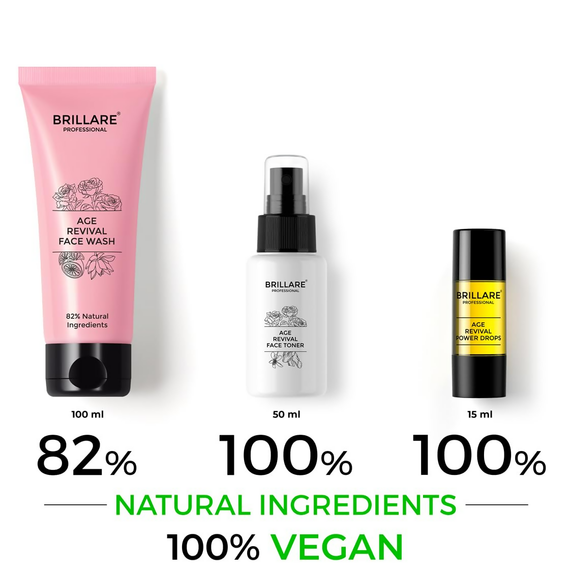 Brillare Age Revival Natural Face Wash Toner and Face Serum Combo