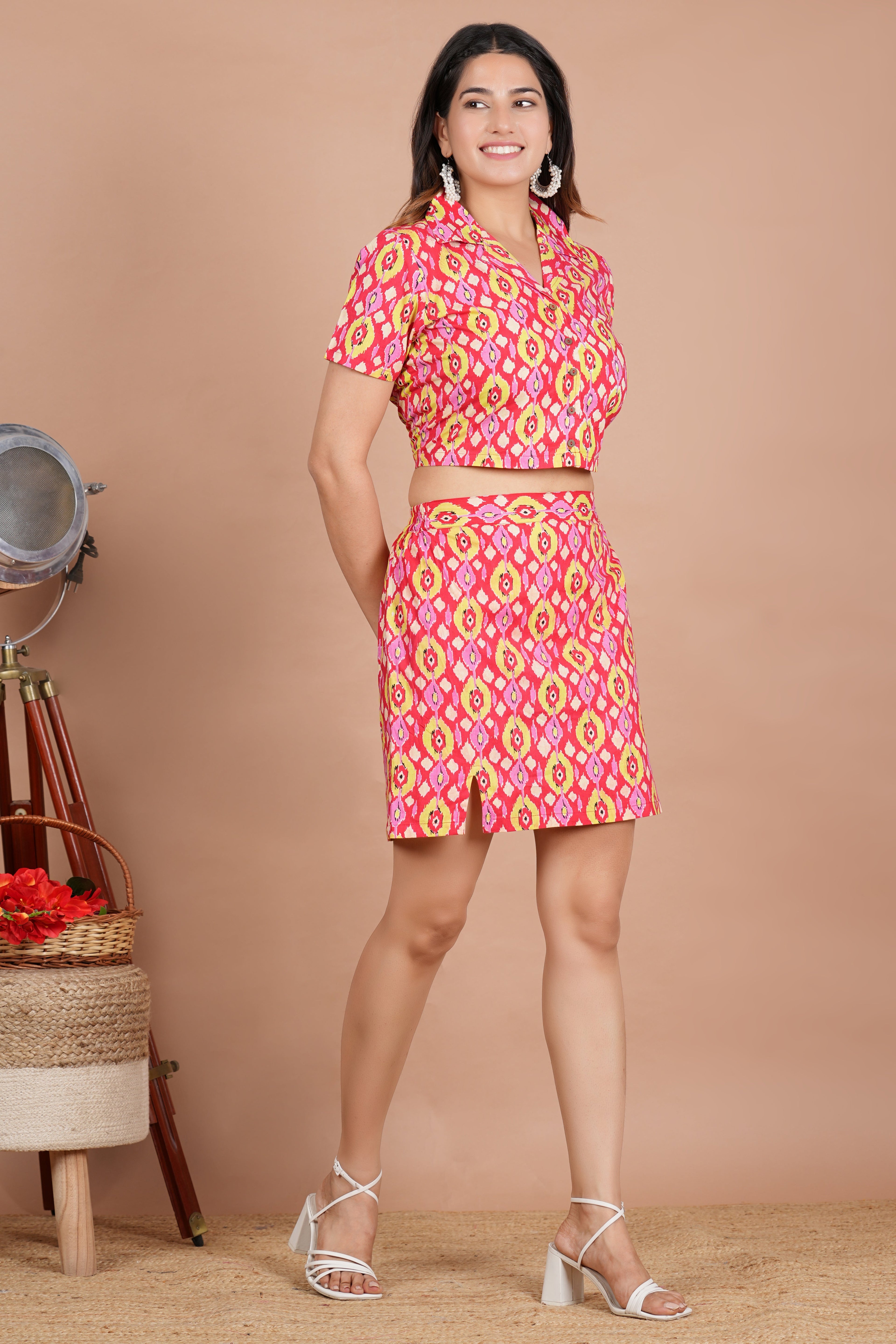 House of RP Women Red & Yellow Cotton Print Co-Ords Sets