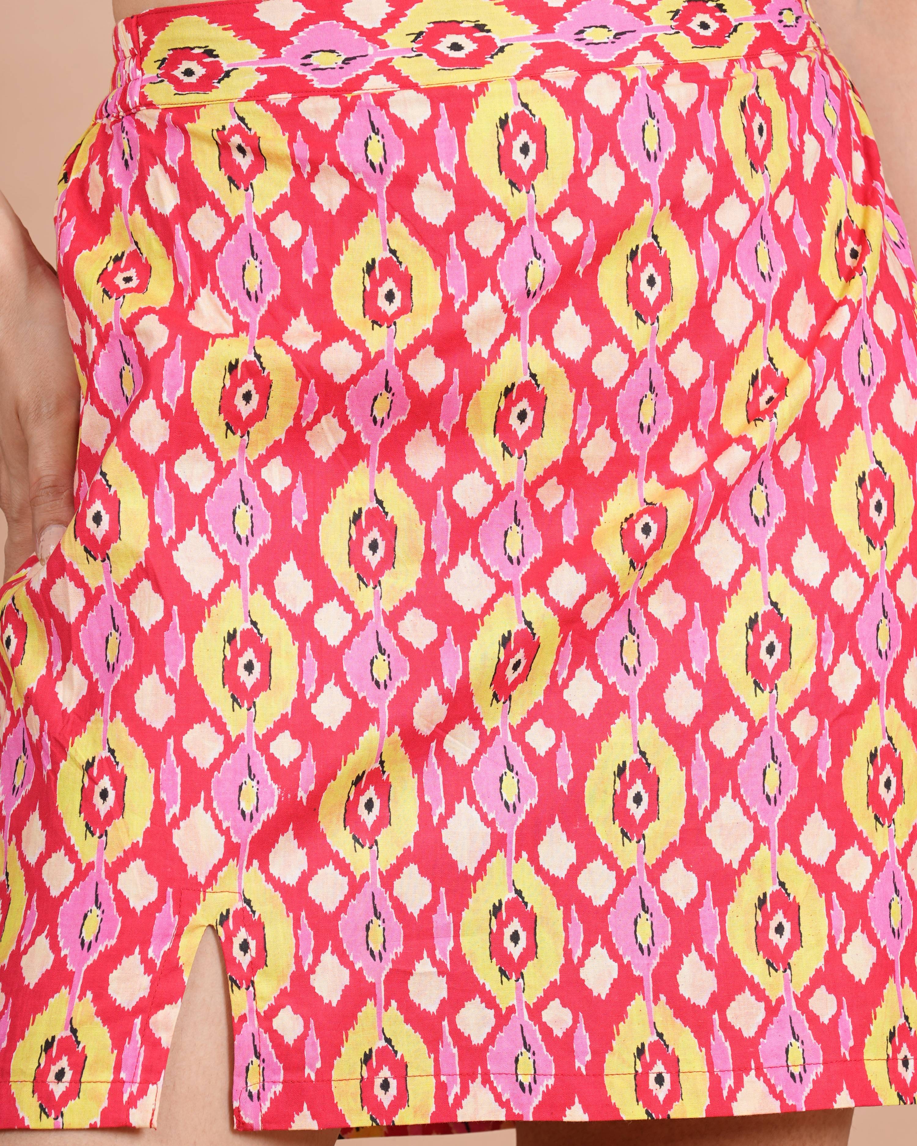 House of RP Women Red & Yellow Cotton Print Co-Ords Sets