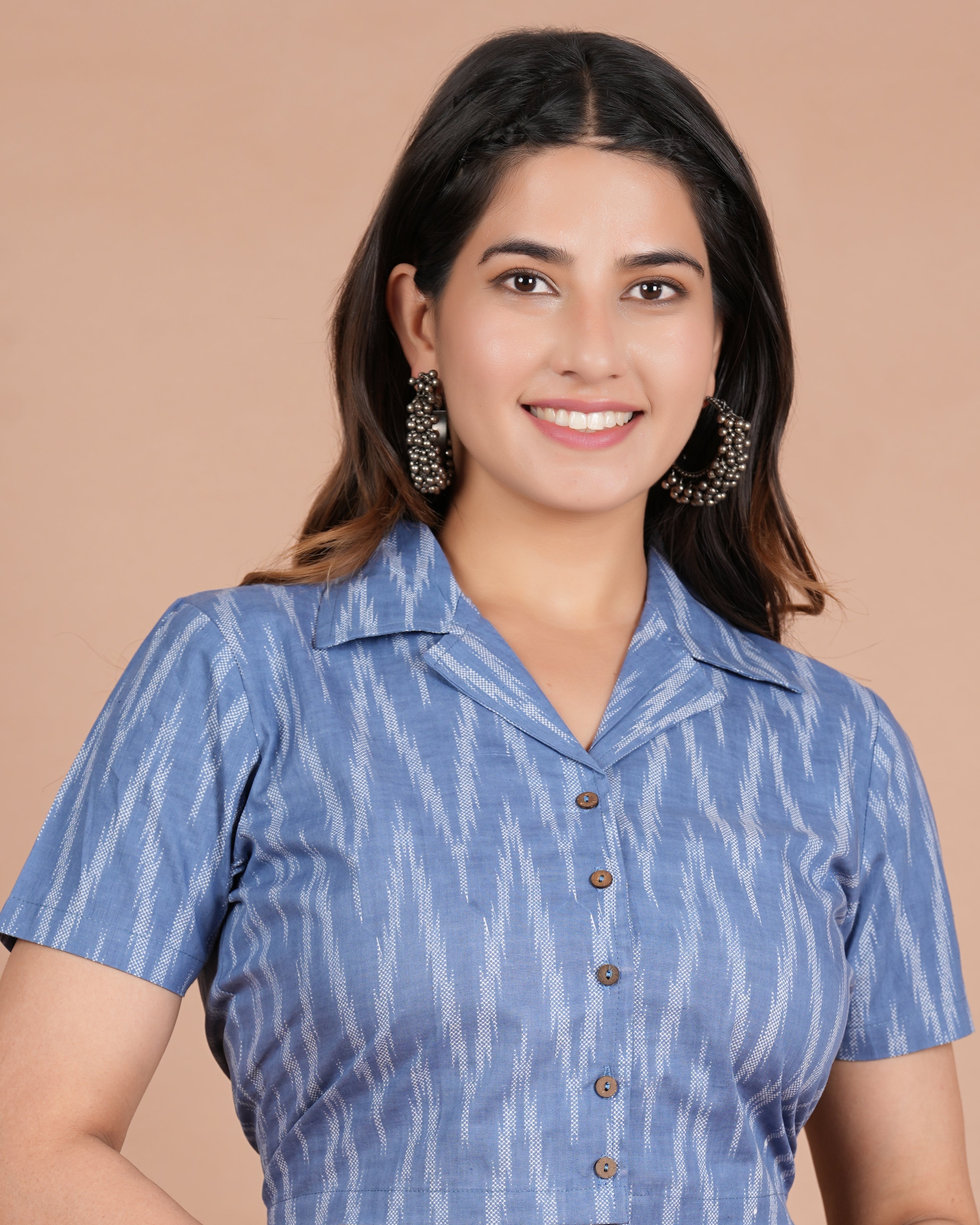 House of RP Women Indigo Cotton Zig-Zag Print Co-Ords Sets