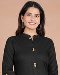 House of RP Women's Black Rayon Solid Frontslit Kurta