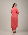 Aramya Straight Soft Cotton Solid Women's Kurta - Orange