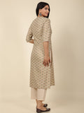 Aramya Straight Soft Cotton Floral Print Women's Kurta Set - Off White