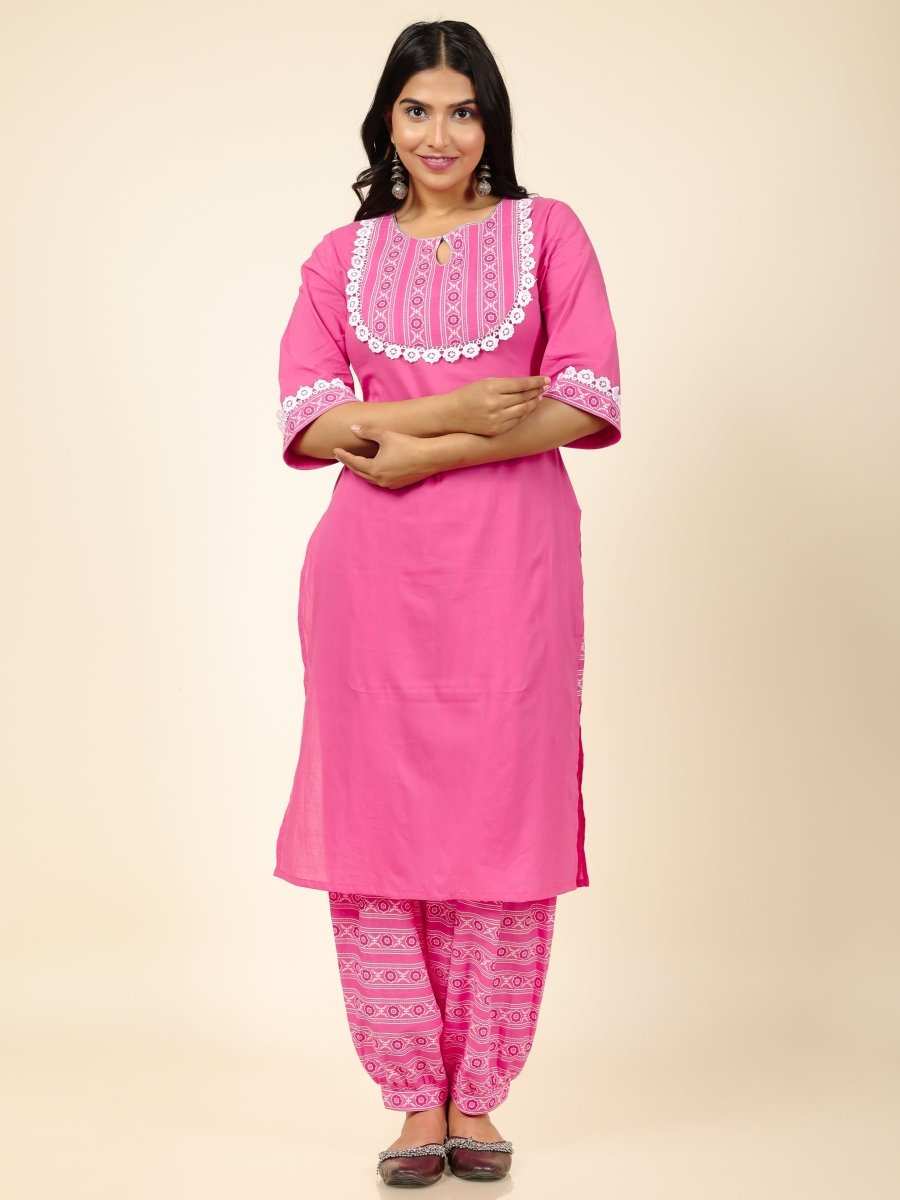 Aramya Straight Soft Cotton Solid Women's Kurta - Pink