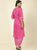 Aramya Straight Soft Cotton Solid Women's Kurta - Pink