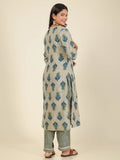 Aramya Straight Soft Cotton Floral Print Women's Kurta - Beige