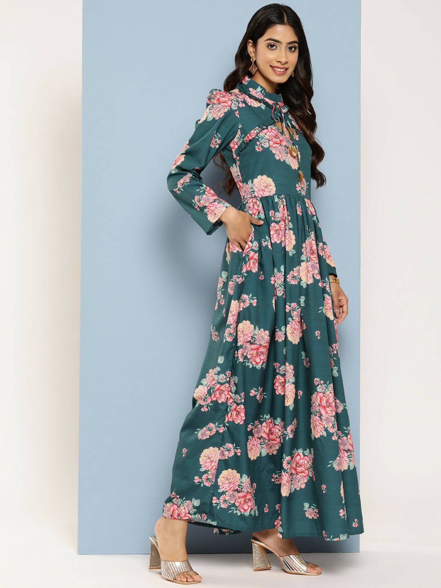 Ahalyaa Women's Traditional wear Ethnic Dress - Green