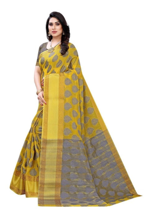 Vamika Yellow Jari Work Cotton Silk Saree (RIDHIMA YELLOW)