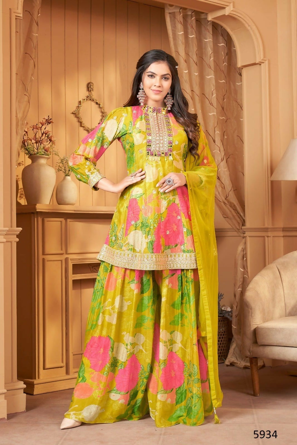 Joban Fashion Muslin Silk Green Color Kurta Set