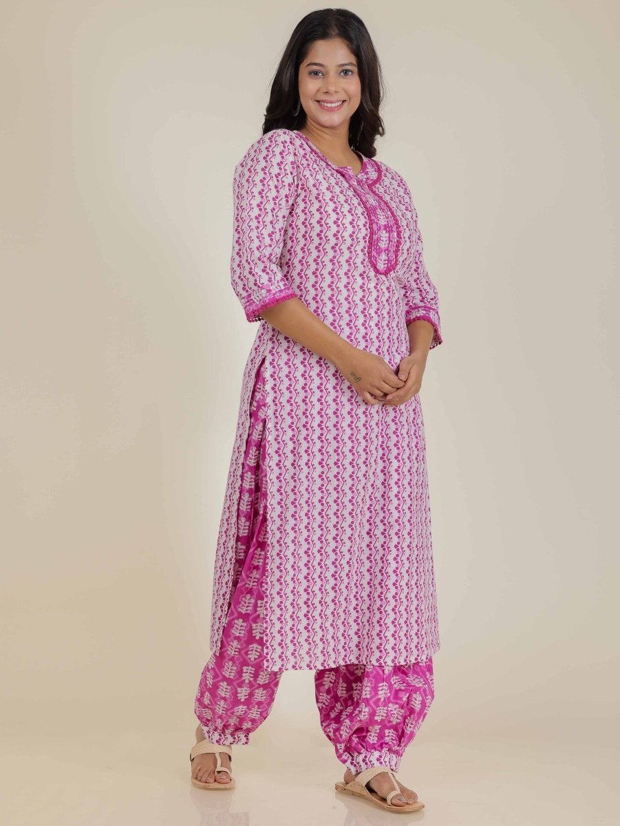 Aramya Straight Soft Cotton Abstract Print Women's Kurta - Pink