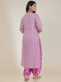 Aramya Straight Soft Cotton Abstract Print Women's Kurta Set - Pink