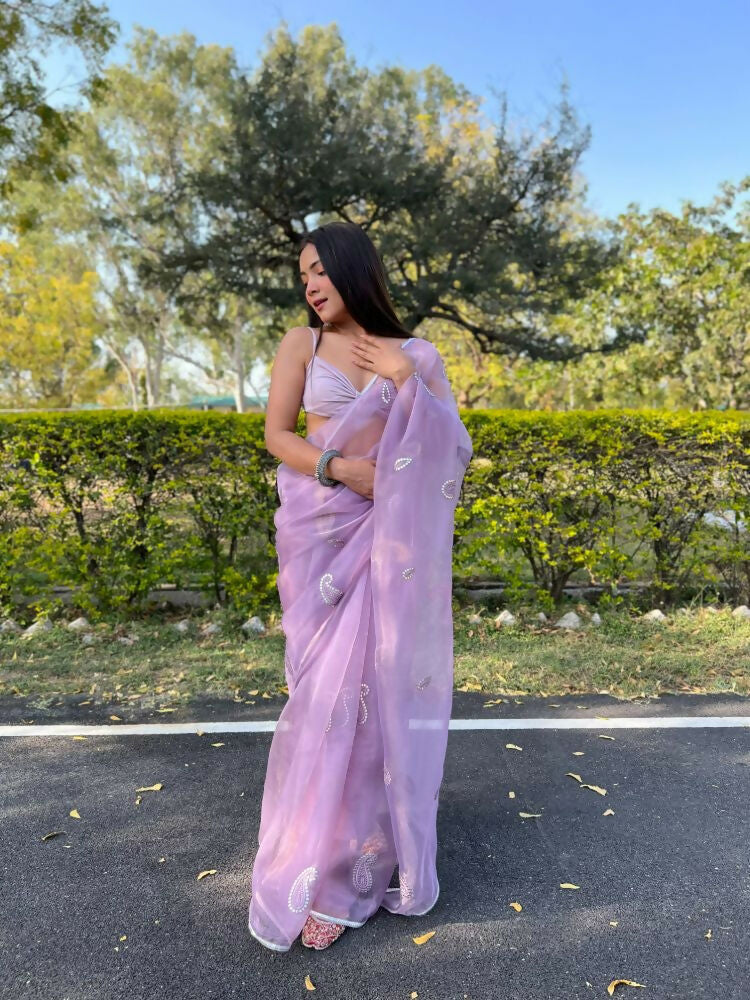 Vamsee Samriddhi Purple Organza Saree
