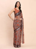 Shree Shyam Fashion Linen Cotton Brown Saree