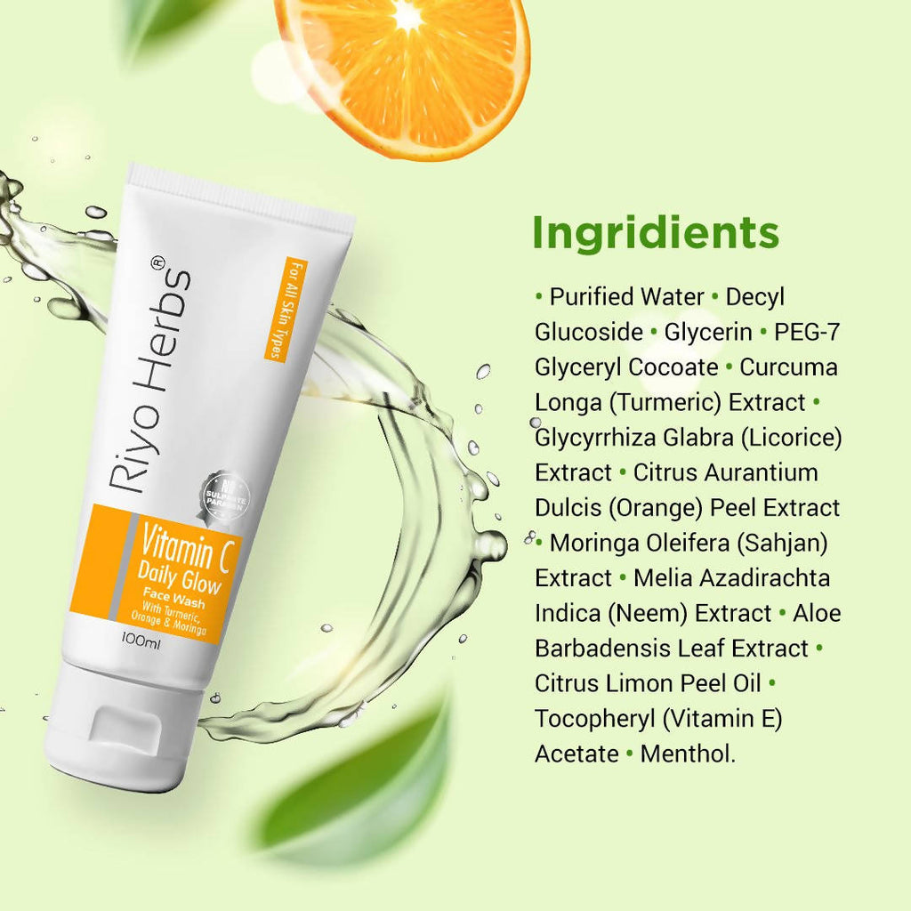Riyo Herbs Vitamin C Daily Glow Face Wash With Turmeric, Orange & Moringa