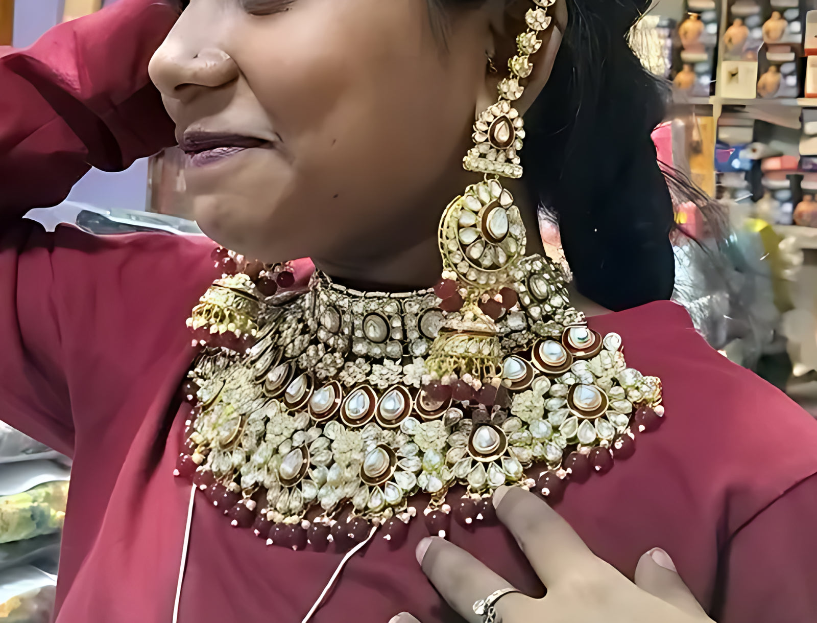 Jewel City Royal Kundan Bridal Choker Necklace Set with Maang Tikka and Earrings