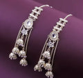 Jewel City Elegant Silver Kashmiri-Style Chandelier Earrings with Jhumka Drops
