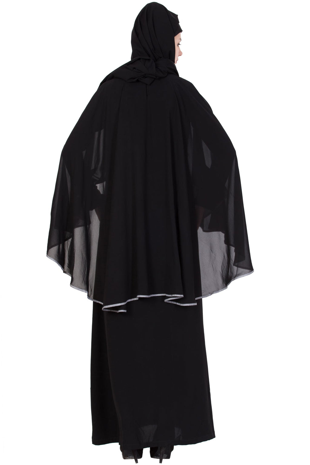 Bashariya A Line Abaya With Attached Georgette Cape For Full Coverage