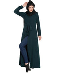 Bashariya Front Open Abaya In Firdaus Fabric With Fabric Belt and Side Pockets