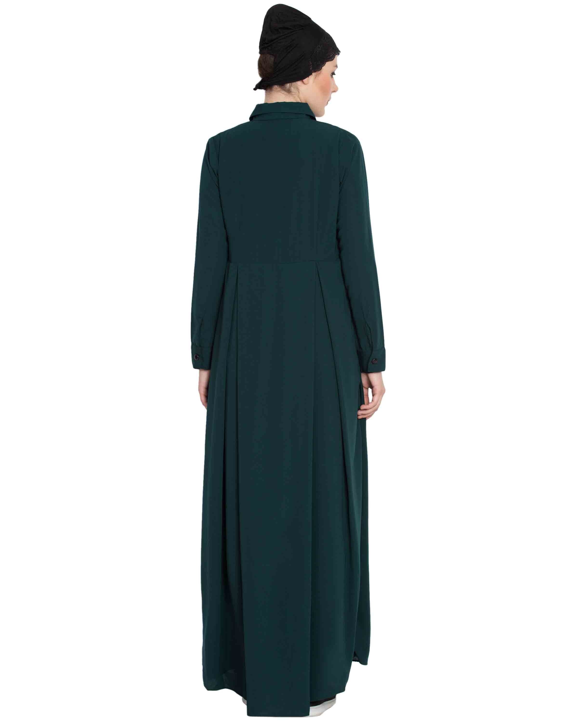 Bashariya Front Open Abaya In Firdaus Fabric With Fabric Belt and Side Pockets