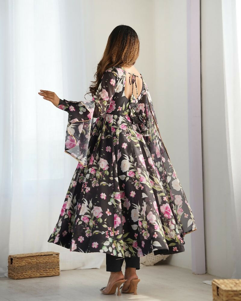 Joban Fashion Black Kurta Set Organza Sequin Embroidery Work