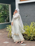 Lehenga Mart Sequence Embroidery Top And Palazzo With Dupatta Set-White