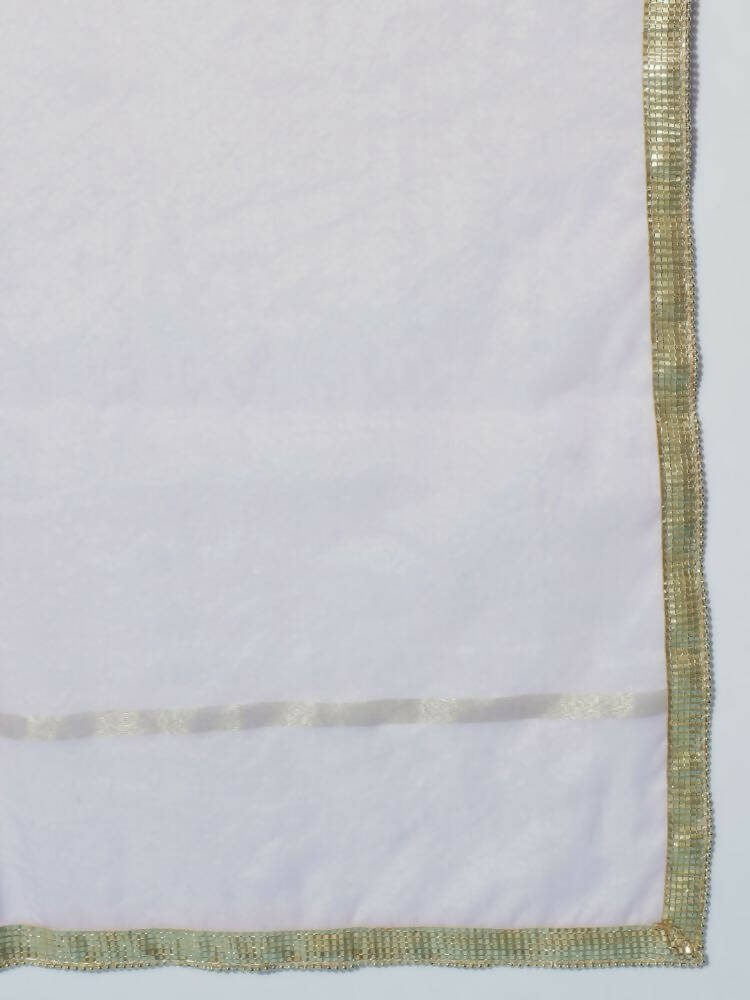 Myshka Women Printed Lavender Kurta & Trousers With Dupatta