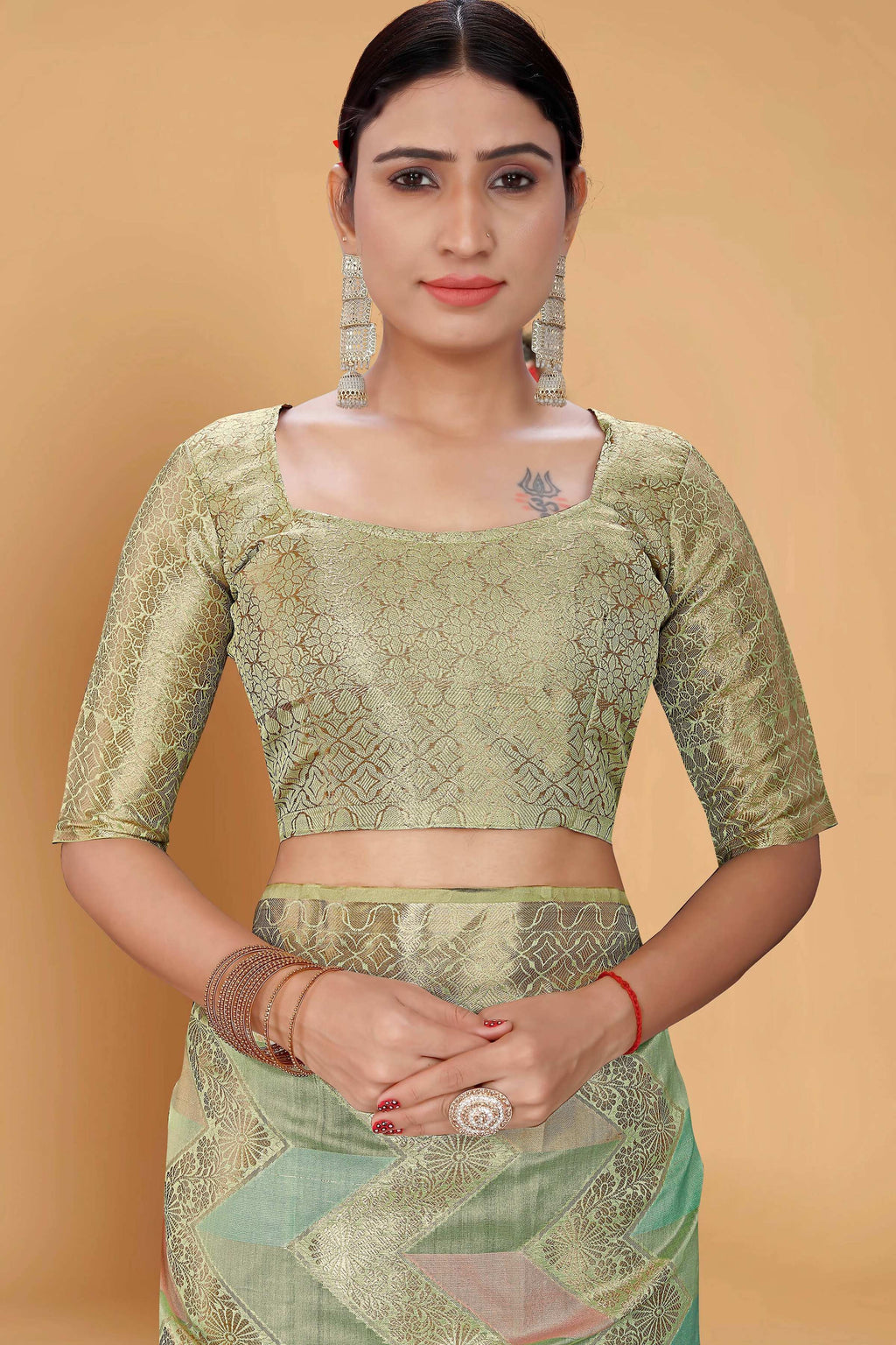 Sea Green Soft Organza Woven Design Saree With Unstitched Blouse Piece - Zaara