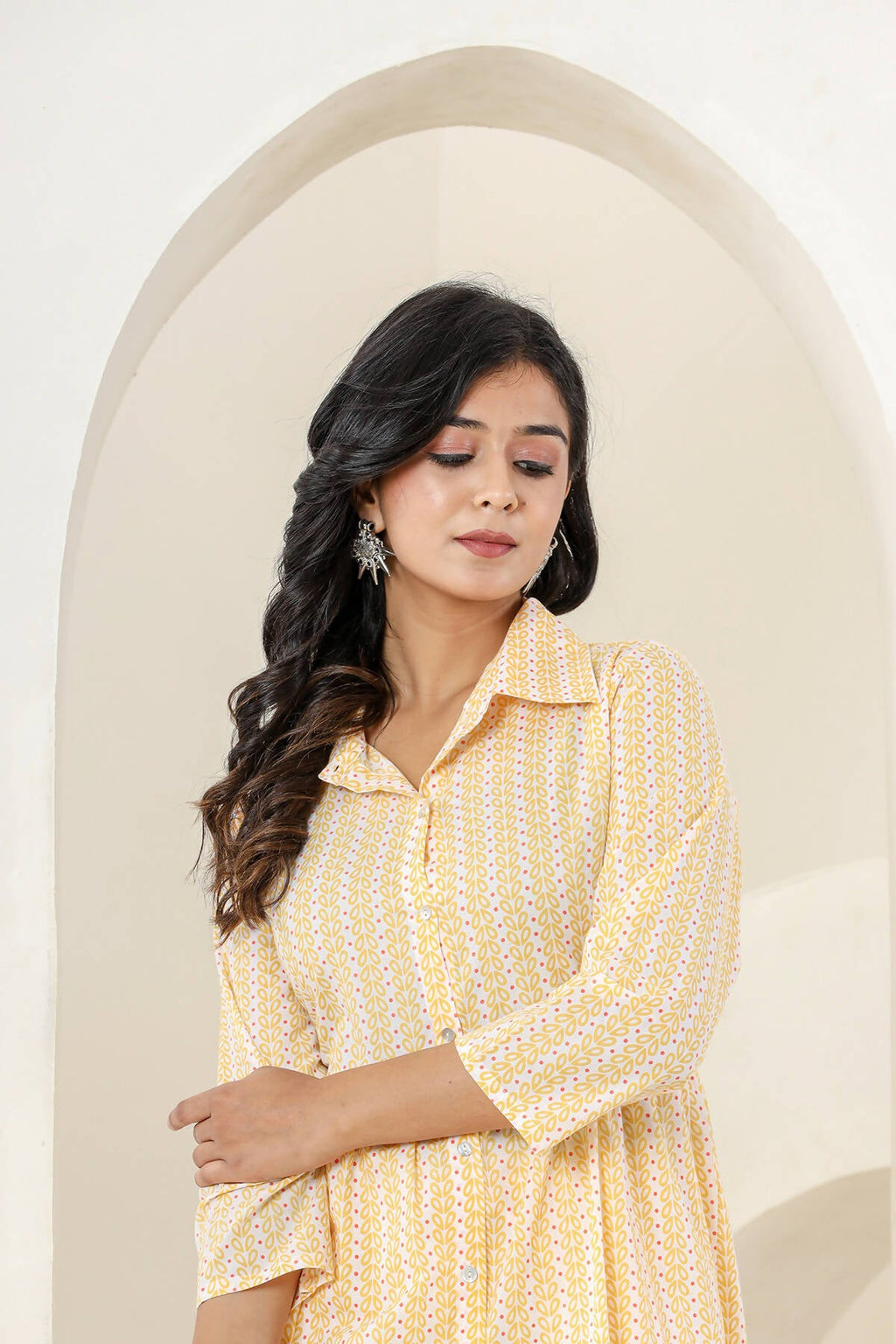 Kaajh Women's Yellow Printed Cotton Co-ord Set
