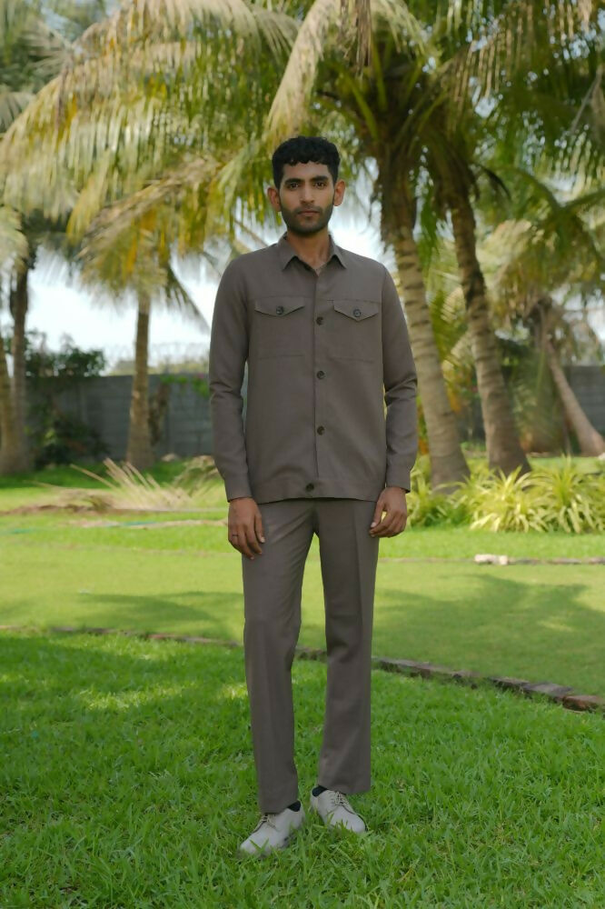 Azure Brown Shacket by Hilo Design