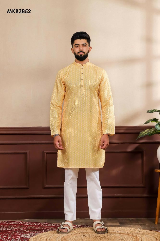 Yellow Art Silk Digital Printed, Embroidery Work Kurta Set - Mahotsav