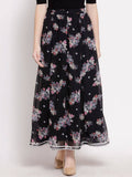 Myshka Women's Multi Georgette Na Na Printed Casual Skirt