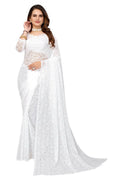Vamika White Pearls Net Saree