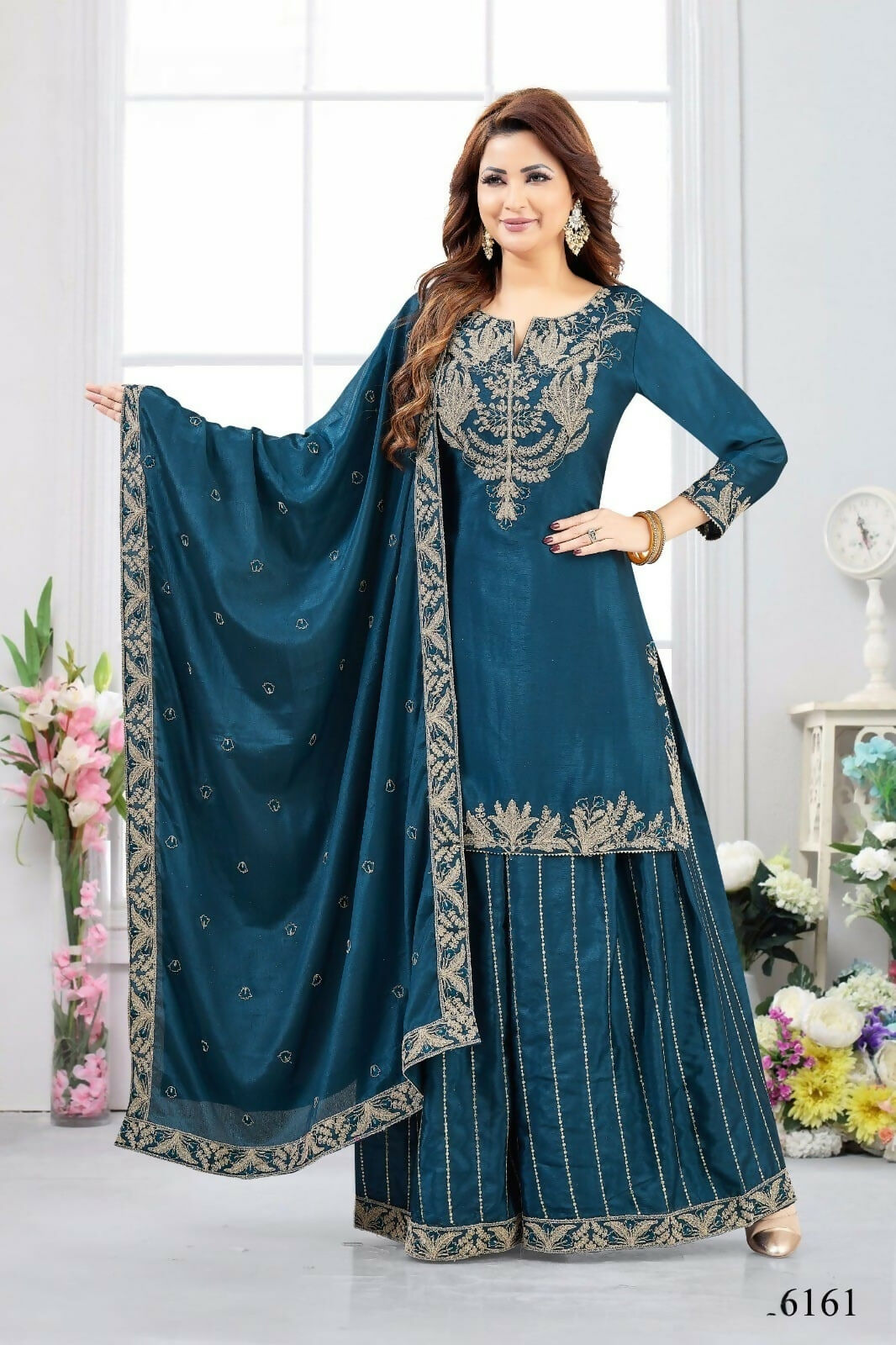 Joban Fashion Chinon Blue Color Kurta Set