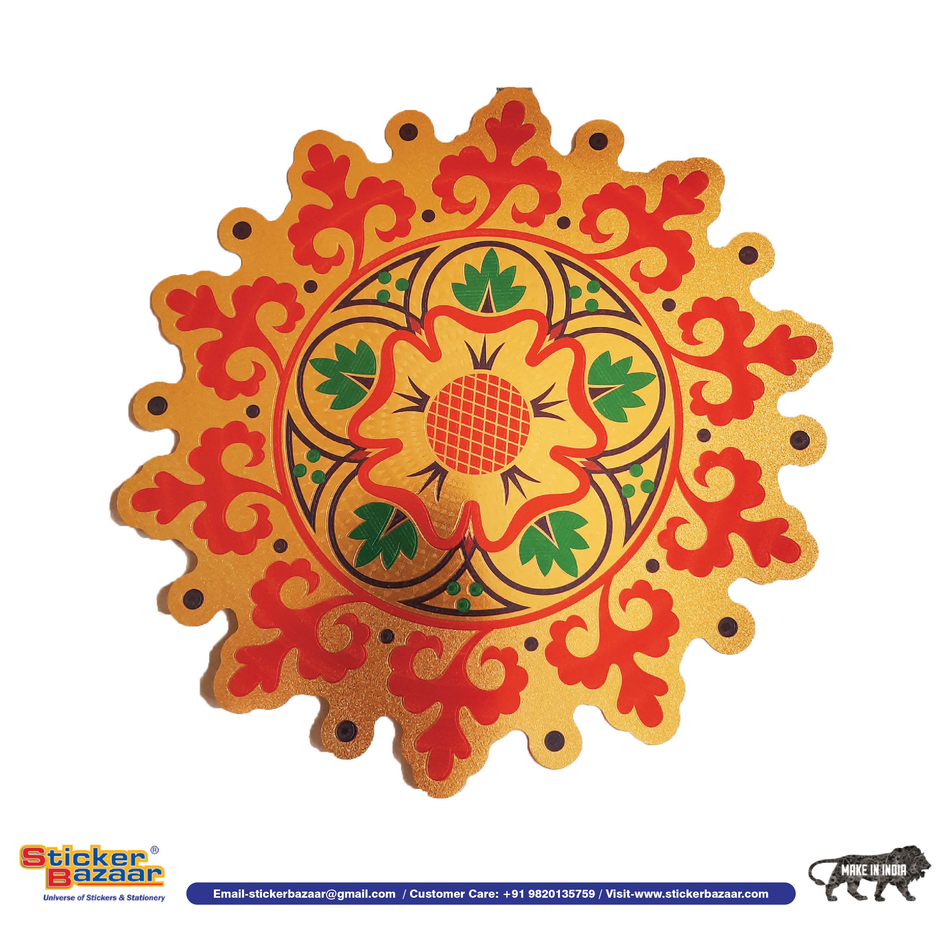 Stickerbazaar Micro Golden Embossing Rangoli Stickers