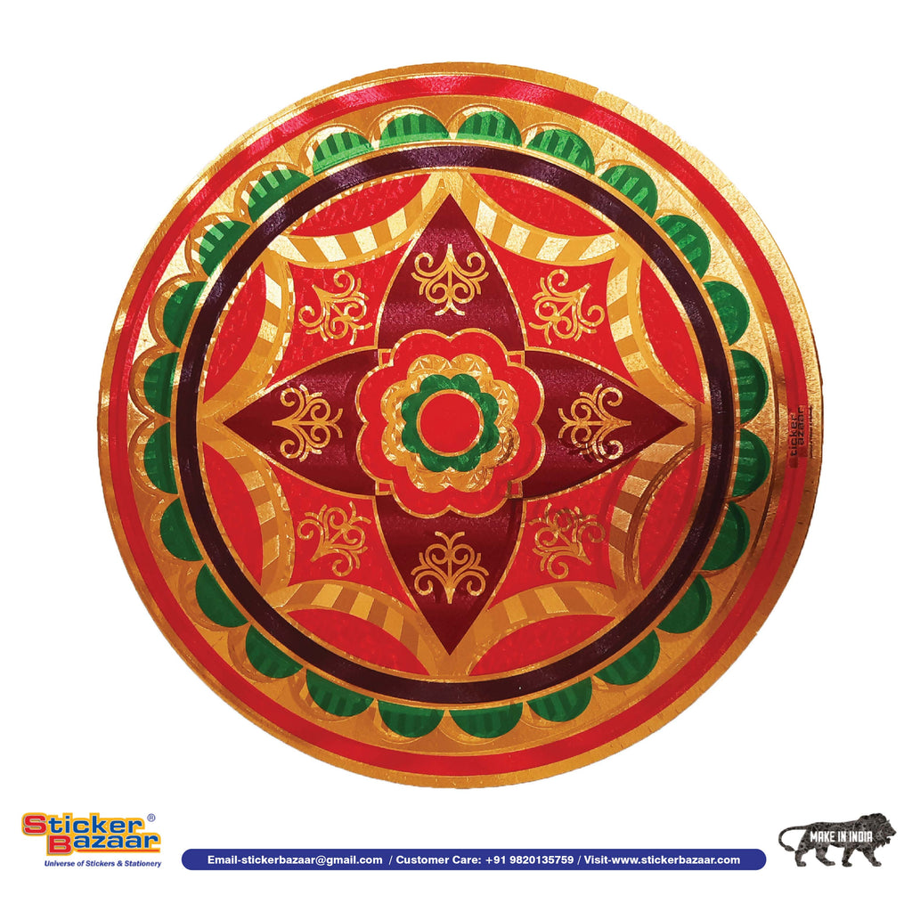 Stickerbazaar Micro Golden Embossing Rangoli Stickers
