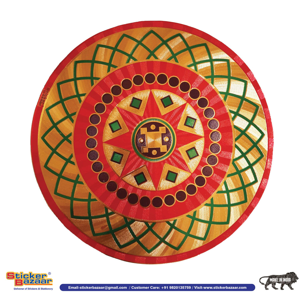 Stickerbazaar Micro Golden Embossing Rangoli Stickers