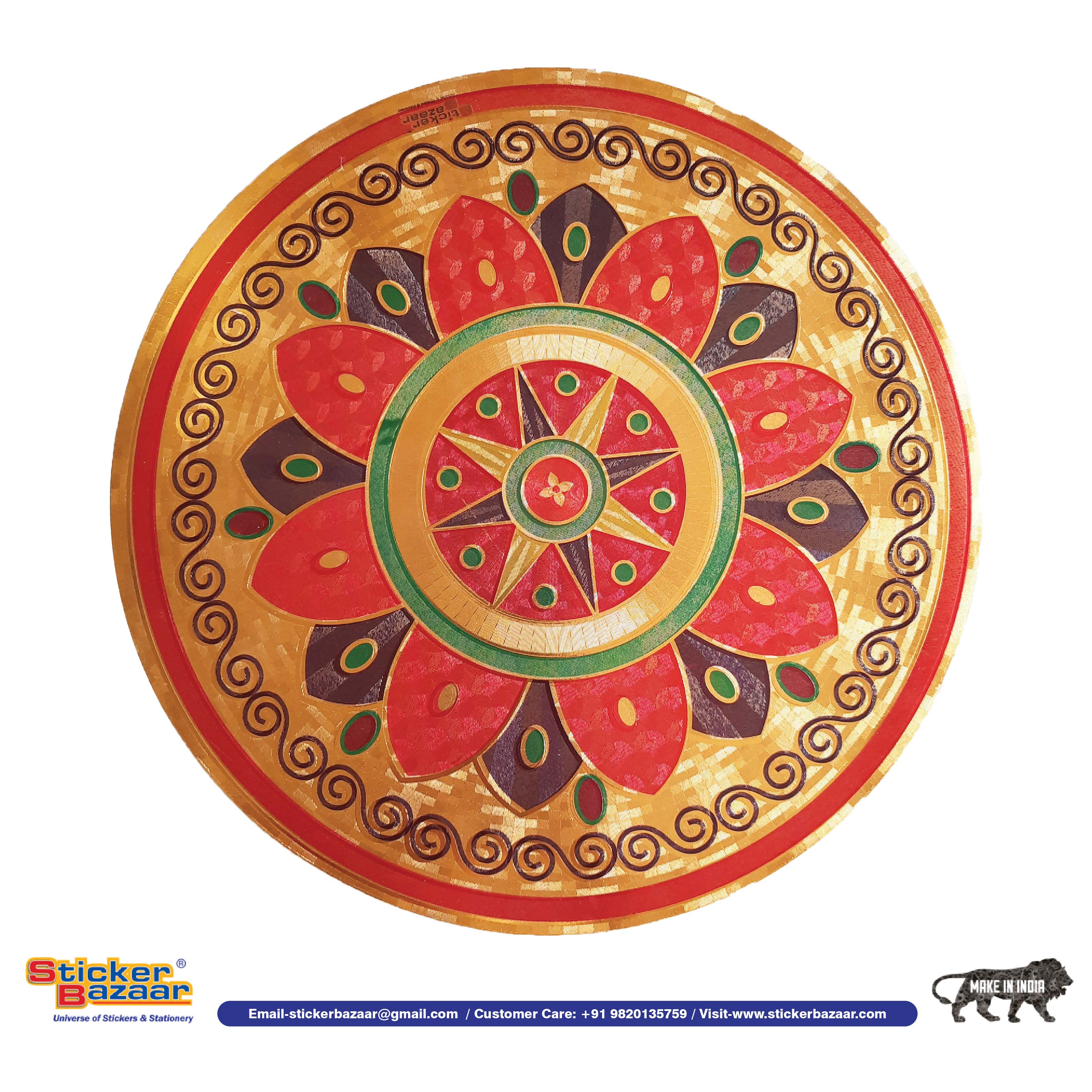 Stickerbazaar Micro Golden Embossing Rangoli Stickers