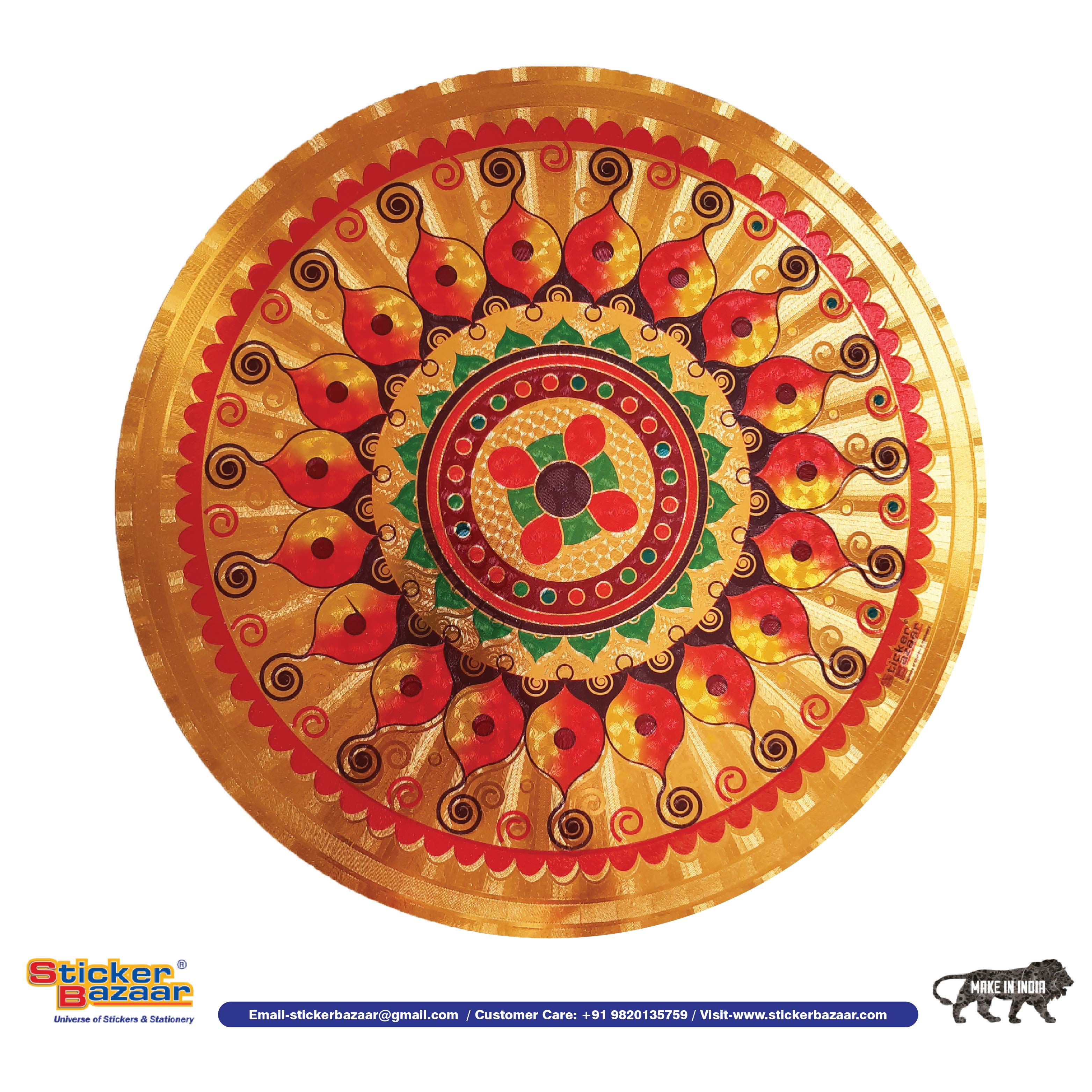 Stickerbazaar Micro Golden Embossing Rangoli Stickers