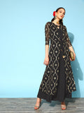 Ahalyaa Women Chic Black Solid Top to Toe Fusion Dress